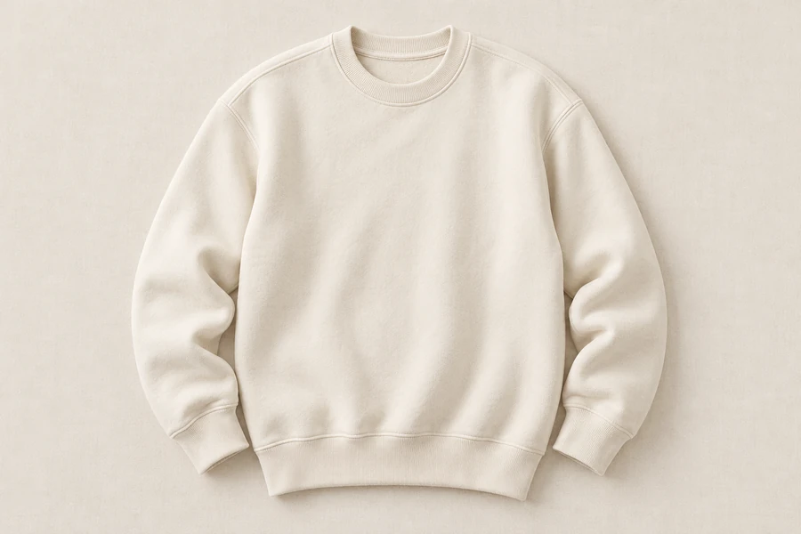 Minimal cream cotton crewneck sweatshirt